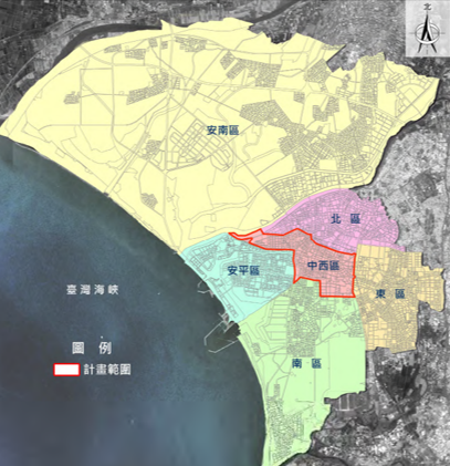 臺南中西區地理區位圖