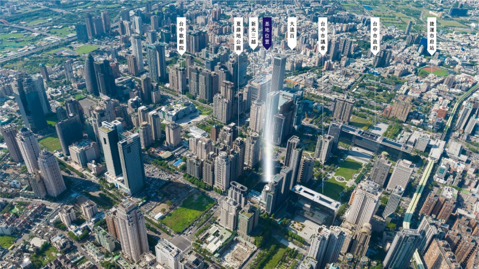 遠雄夏綠蒂建案圖標：立足七期政經中軸、台灣大道與市政路交匯核心，啟動未來城市節奏。
